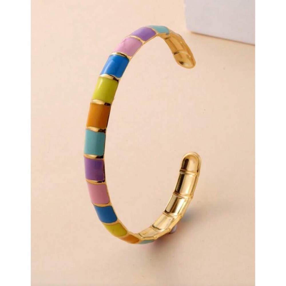 Rainbow & Gold Toned Enamel Cuff Bracelet,
NEW